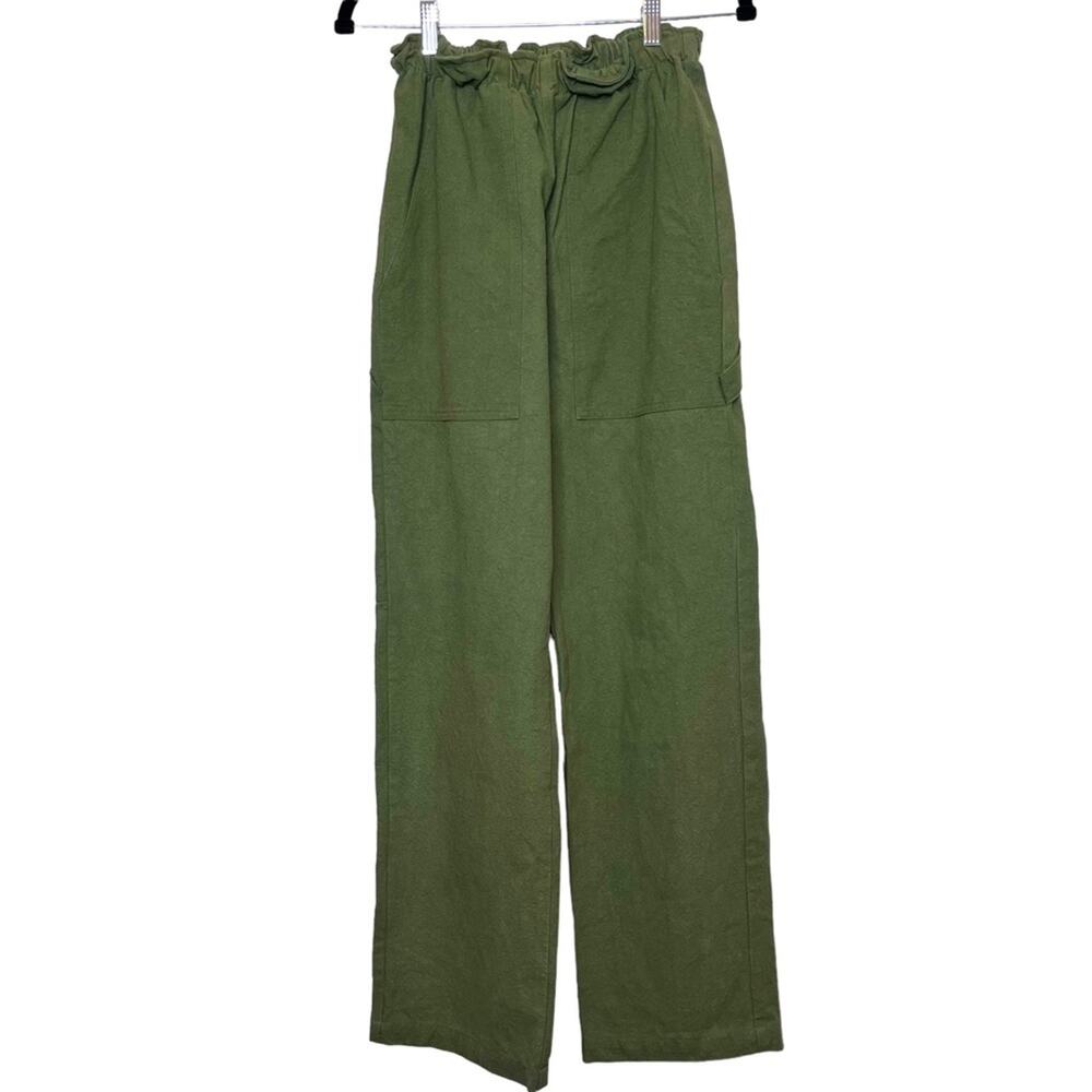 Tigre Et Tigre Sunny Canvas Utility Cargo Pants Green High Rise Small - Picture 2 of 12